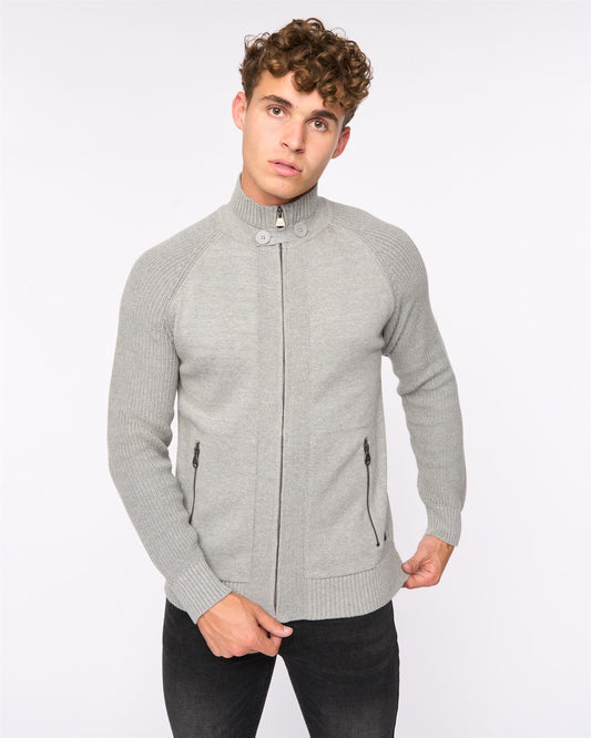 Birchin Zip Thru Knit Grey