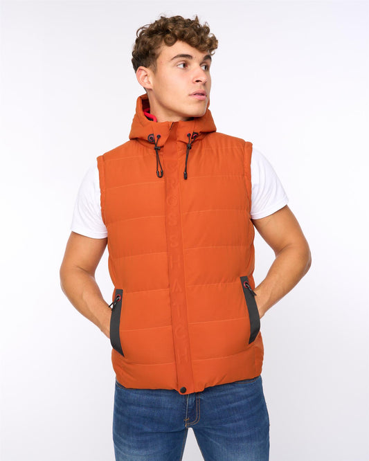 Kampleys Embossed Gilet Burnt Orange