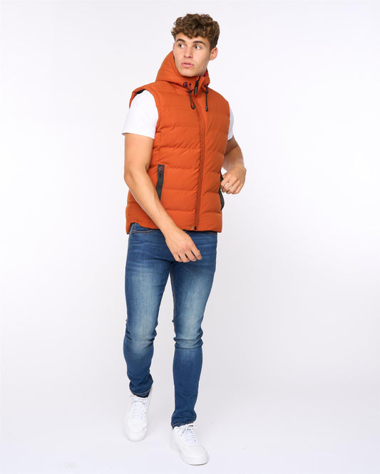 Kampleys Embossed Gilet Burnt Orange