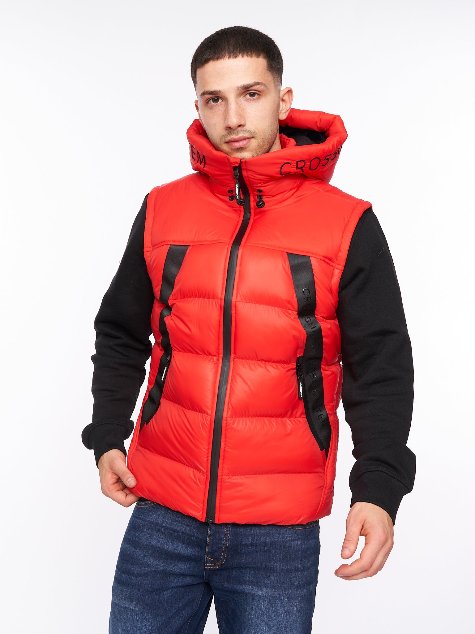 Mens Craystore Hooded Gilet Red – Crosshatch