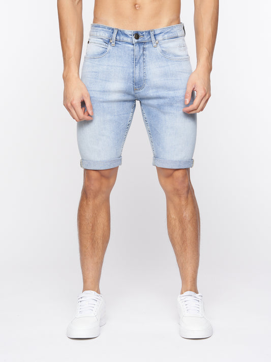 Tonwin Embossed Denim Shorts Light Wash