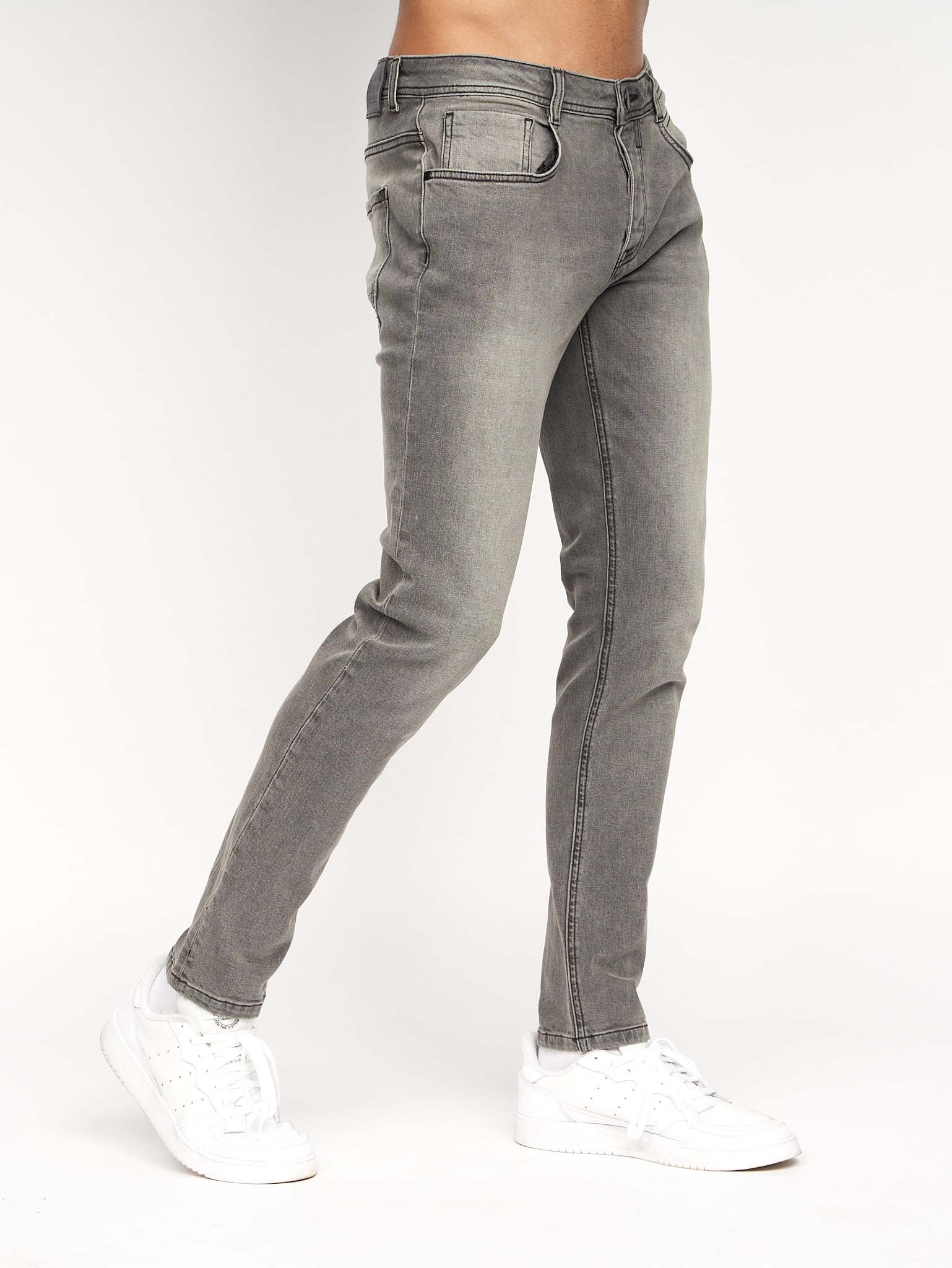Mens Sheldons Slim Fit Jeans Light Grey – Crosshatch